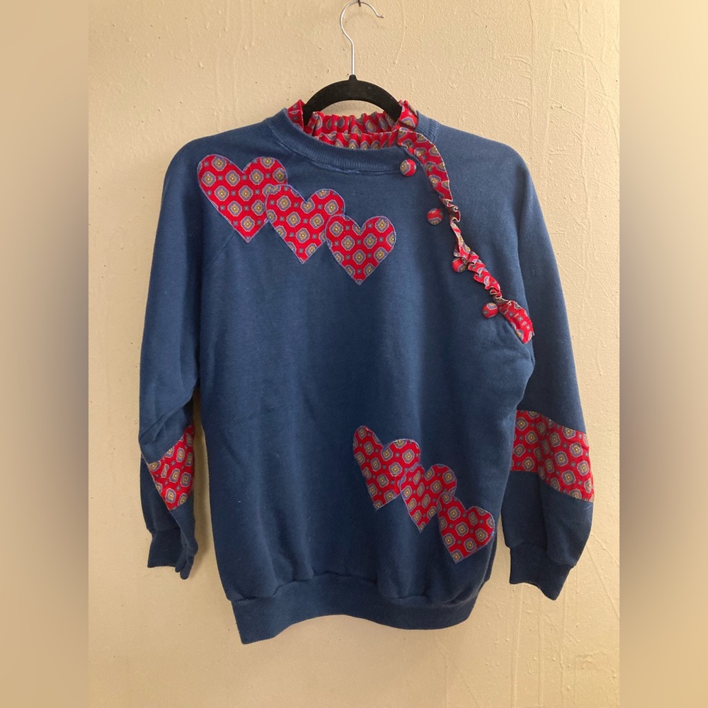 hearts and ruffles pull over sweater